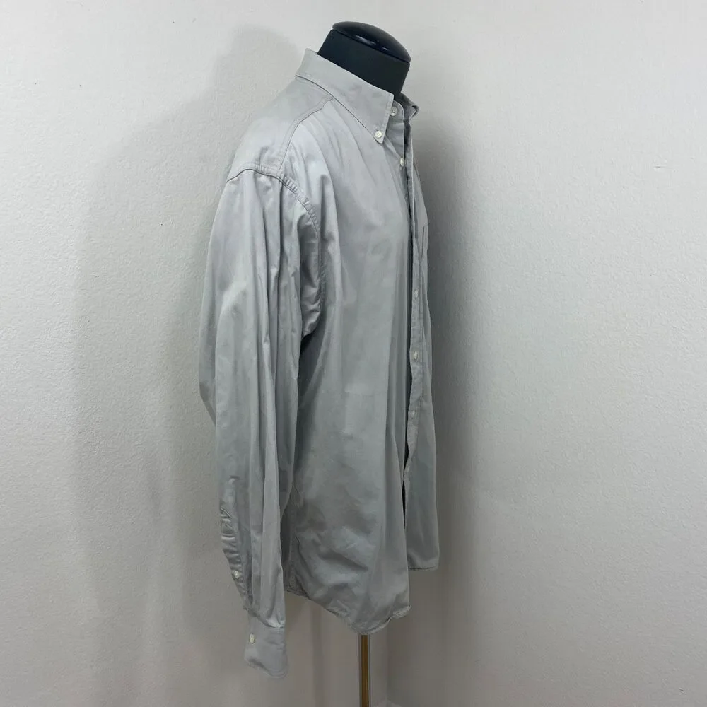 Banana Republic Gray Twill Cotton Mens Shirt Large Long Sleeves Button Down